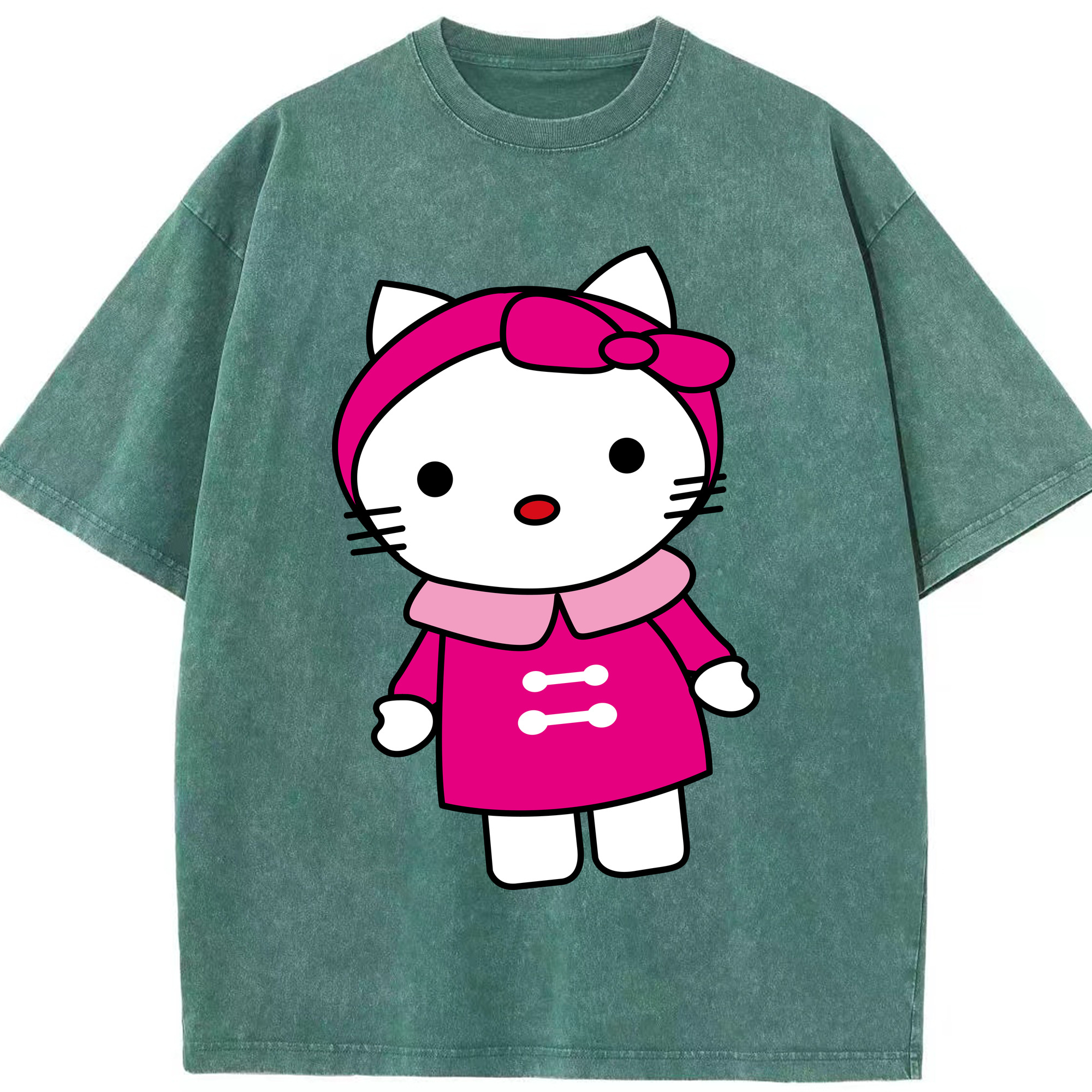 （画像用） Hello Kitty ハローキティ 綿100% ヴィンテージ風 半袖Tシャツ（フロントプリント）